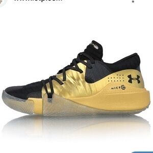 Under Armour Spawn Anatomix Low Metallic Gold Black Athletic Shoes Sneakers 11
